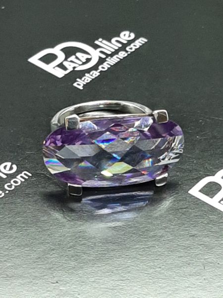 Anillo de plata amatista 28mm x 14mm. Diámetro 18mm.