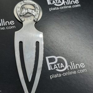 Marca páginas de Plata. Herradura 7 clavos y cabeza de caballo. 20mm x 76mm.