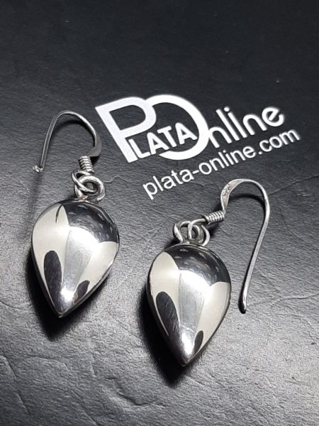 Pendientes de plata maciza. Lágrima inversa 11mm x 16mm