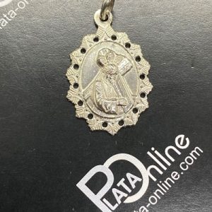 Colgante de plata. Medalla Padre Jesús Nazareno. 22mm x 25mm. Borde de palmas.