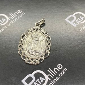 Colgante de plata. Medalla Padre Jesús Nazareno. 22mm x 29mm. Borde calado.