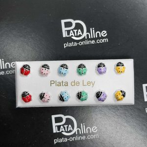 Pendientes de plata MARIQUITA lacada colores 6mm