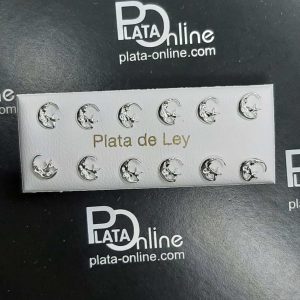 Pendientes de plata MEDIA LUNA y ESTRELLA 6mm x 7mm